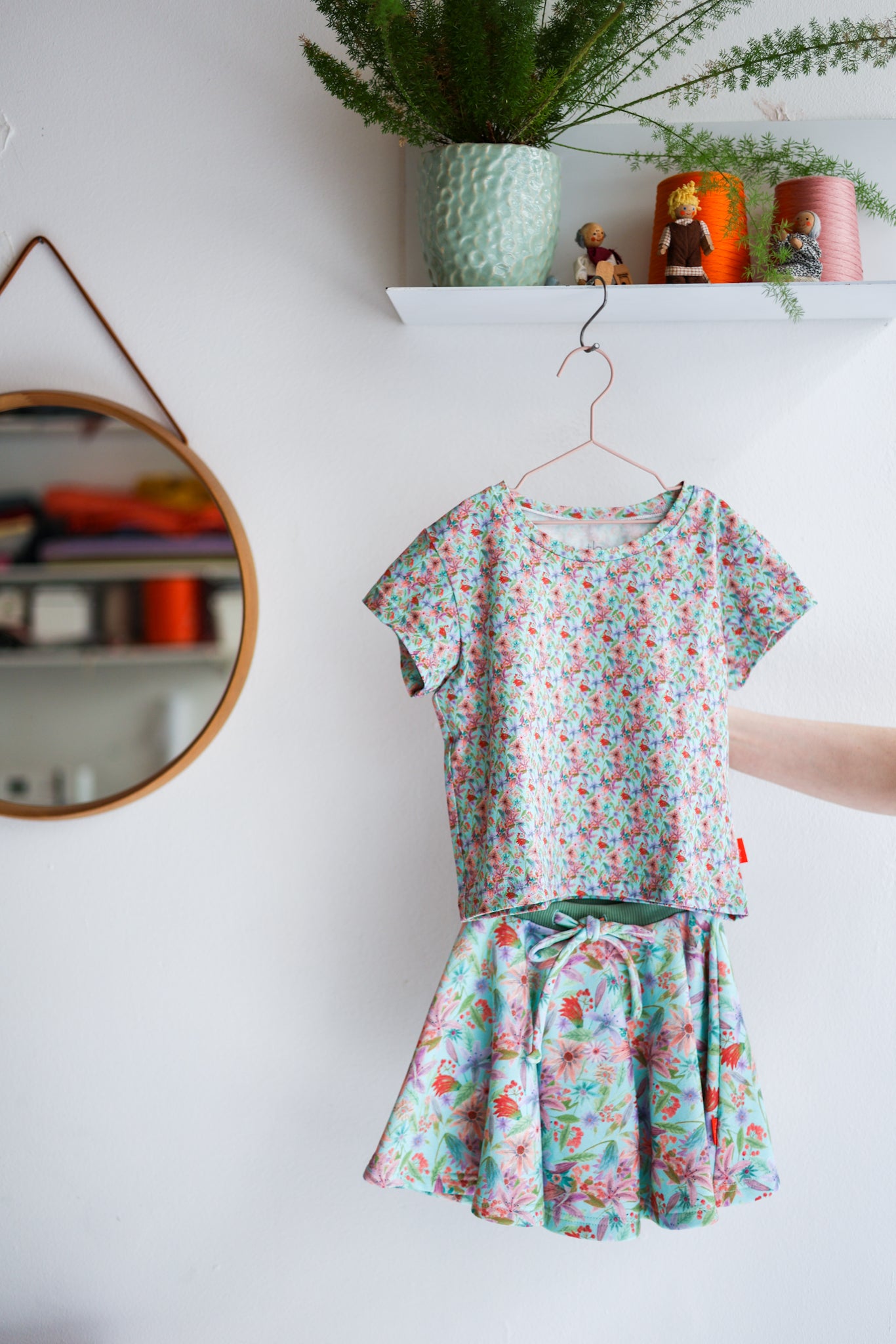 Kids organic cotton t-shirt and extra flared skirt.