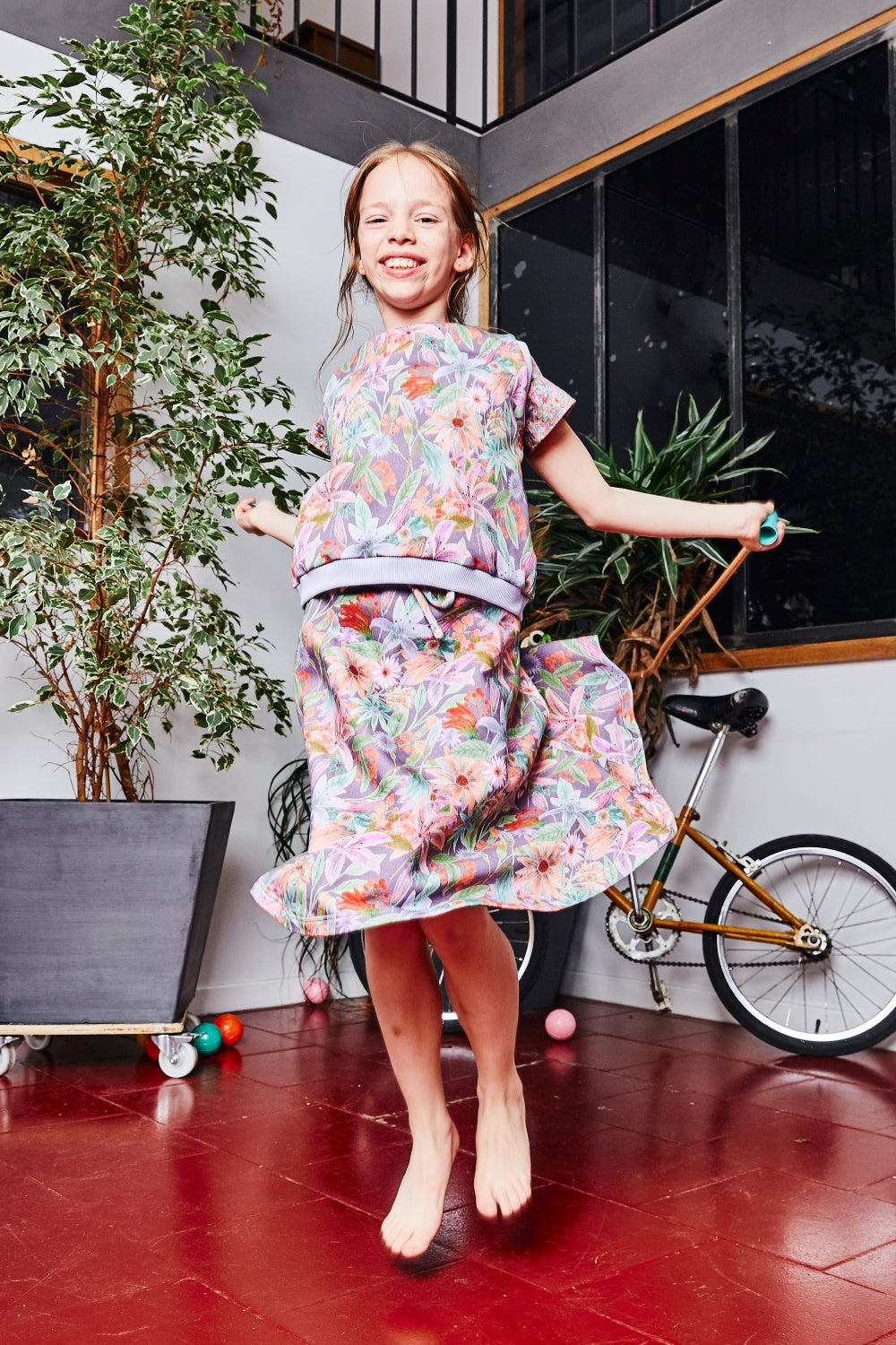 Kids organic cotton sweat flared skirt.