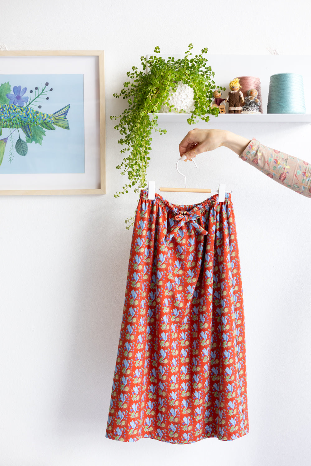 Kids organic cotton stretch jersey long skirt.