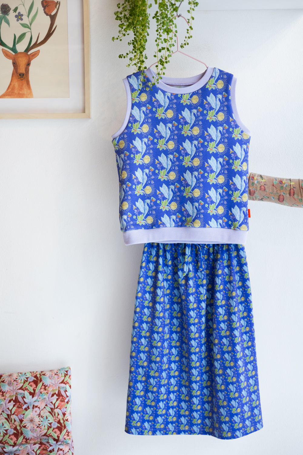 Kids organic cotton sweater vest and long skirt.
