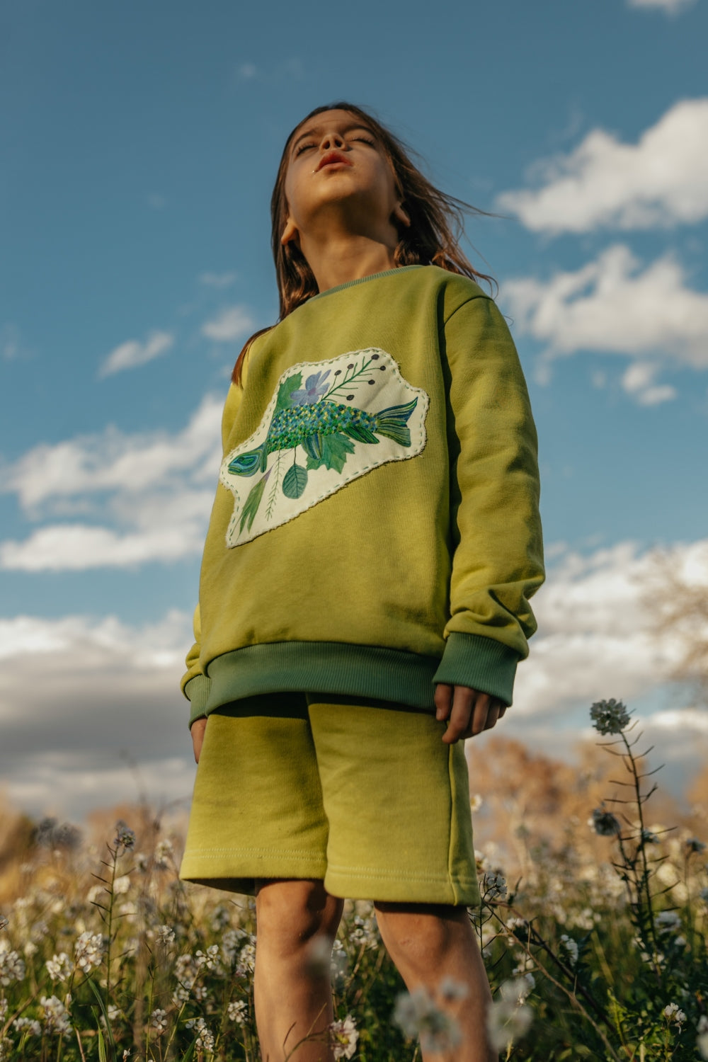 Organic cotton kids sweatshirt and shorts.