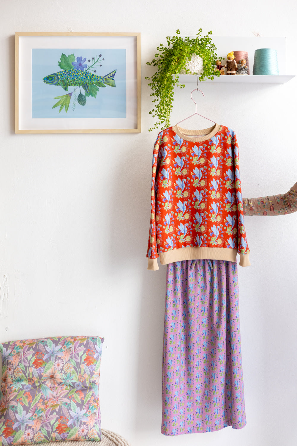 Kids organic cotton sweatshirt and skirt.