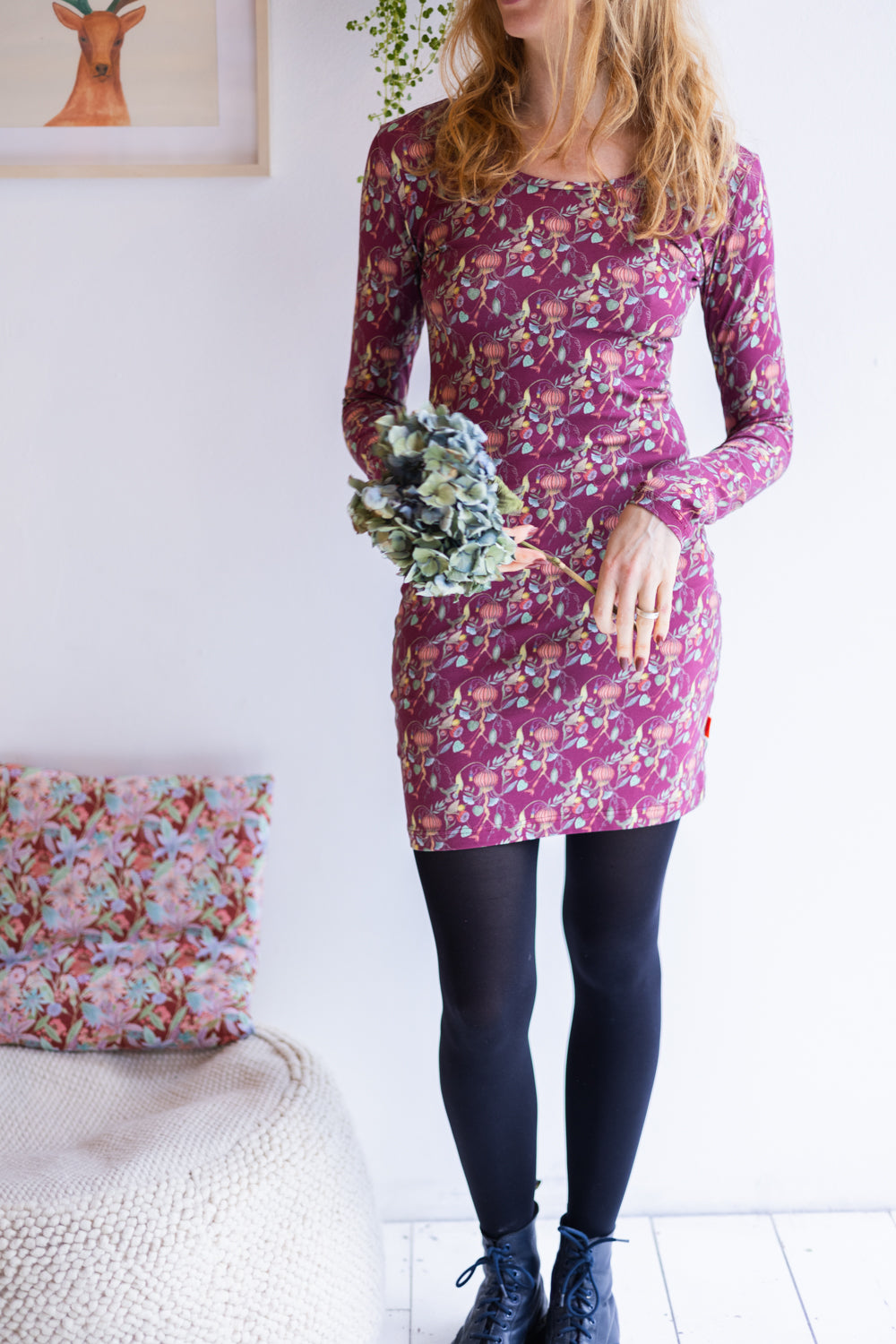 Women organic cotton stretch jersey fitted dress.