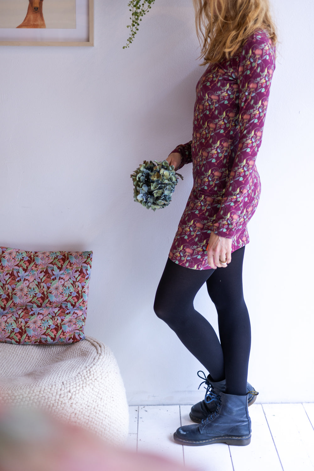 Women organic cotton stretch jersey fitted dress.