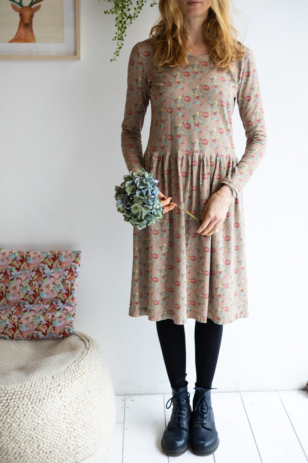 Women organic cotton stretch jersey long dress.