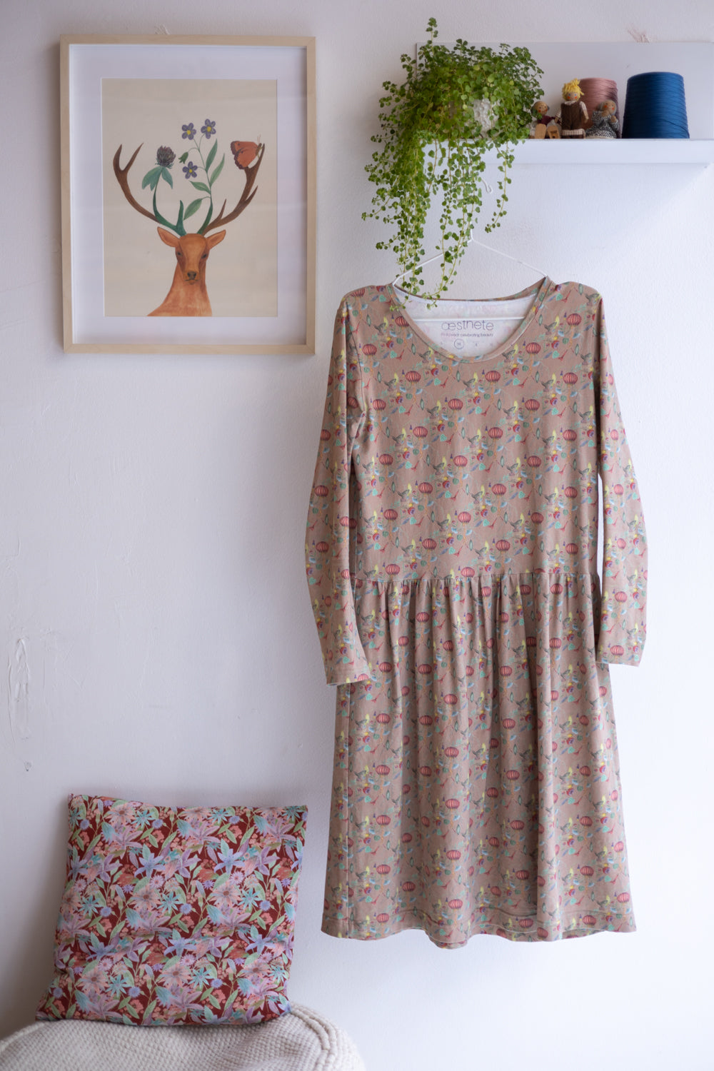 Women organic cotton stretch jersey long dress.