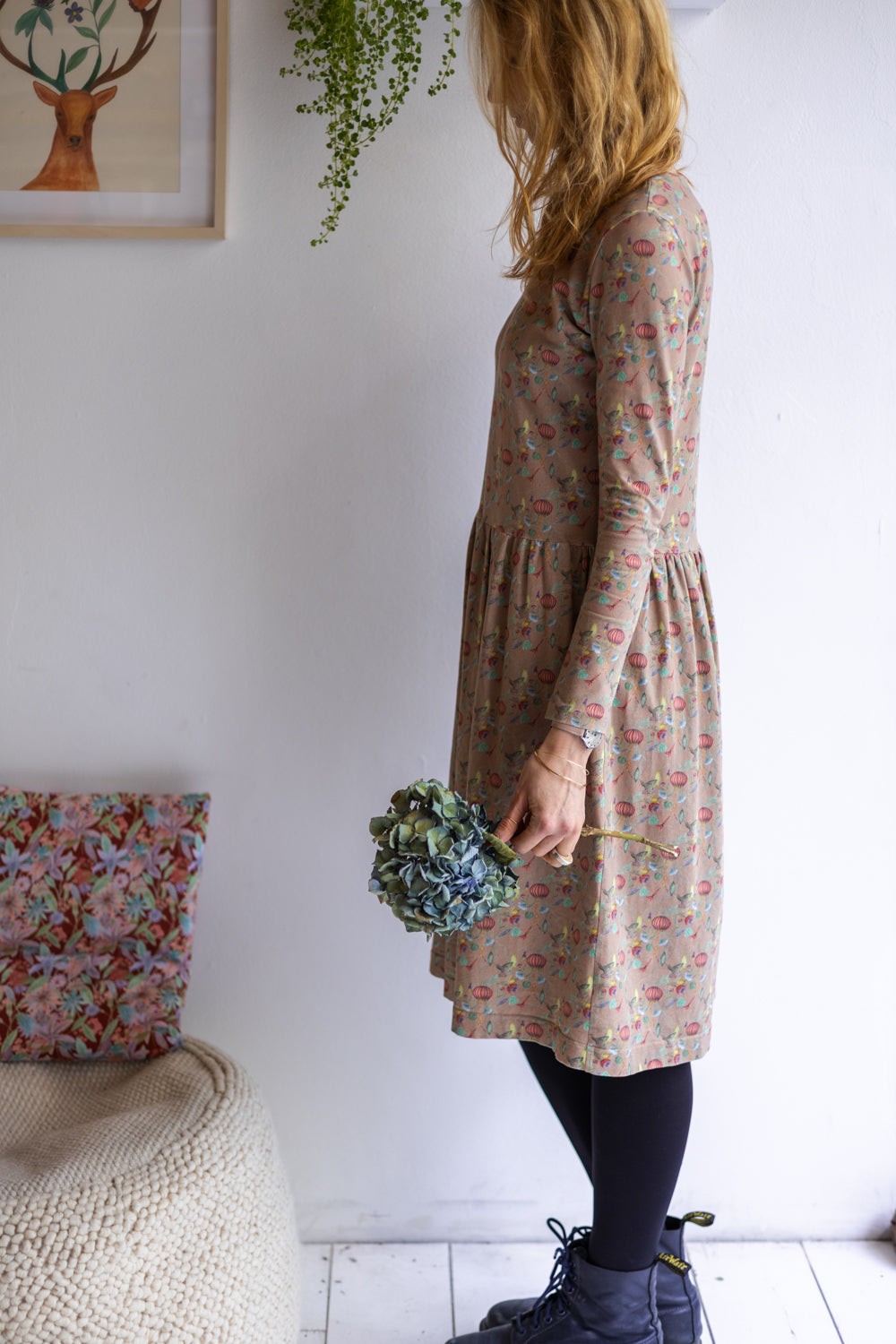 Women organic cotton stretch jersey long dress.