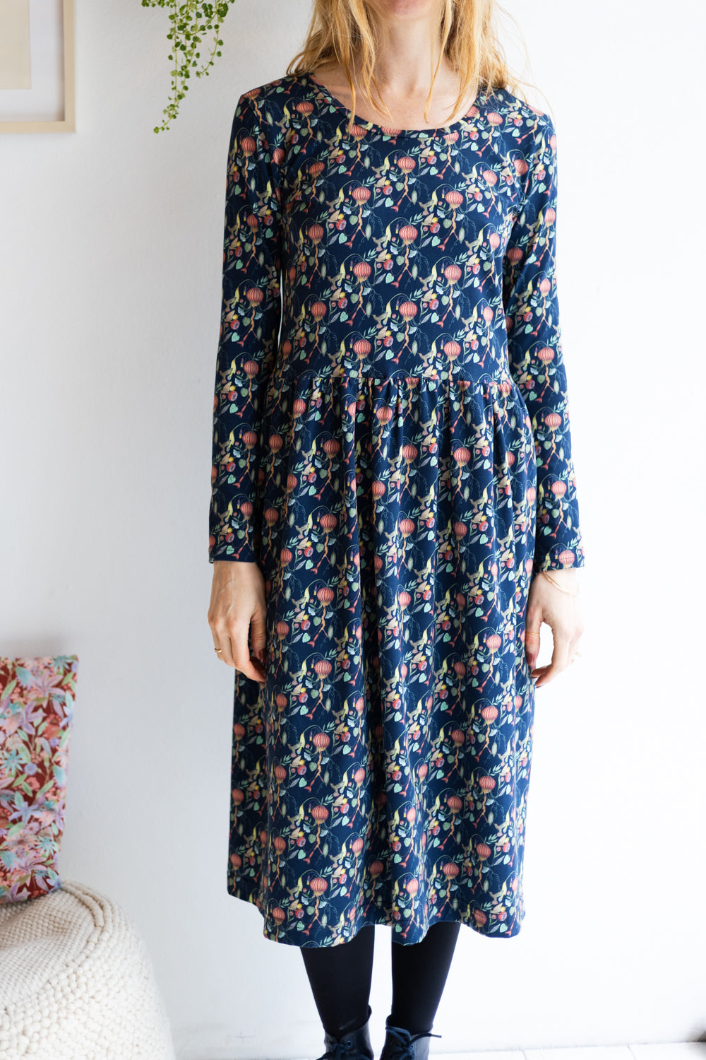 Women organic cotton stretch jersey long dress.