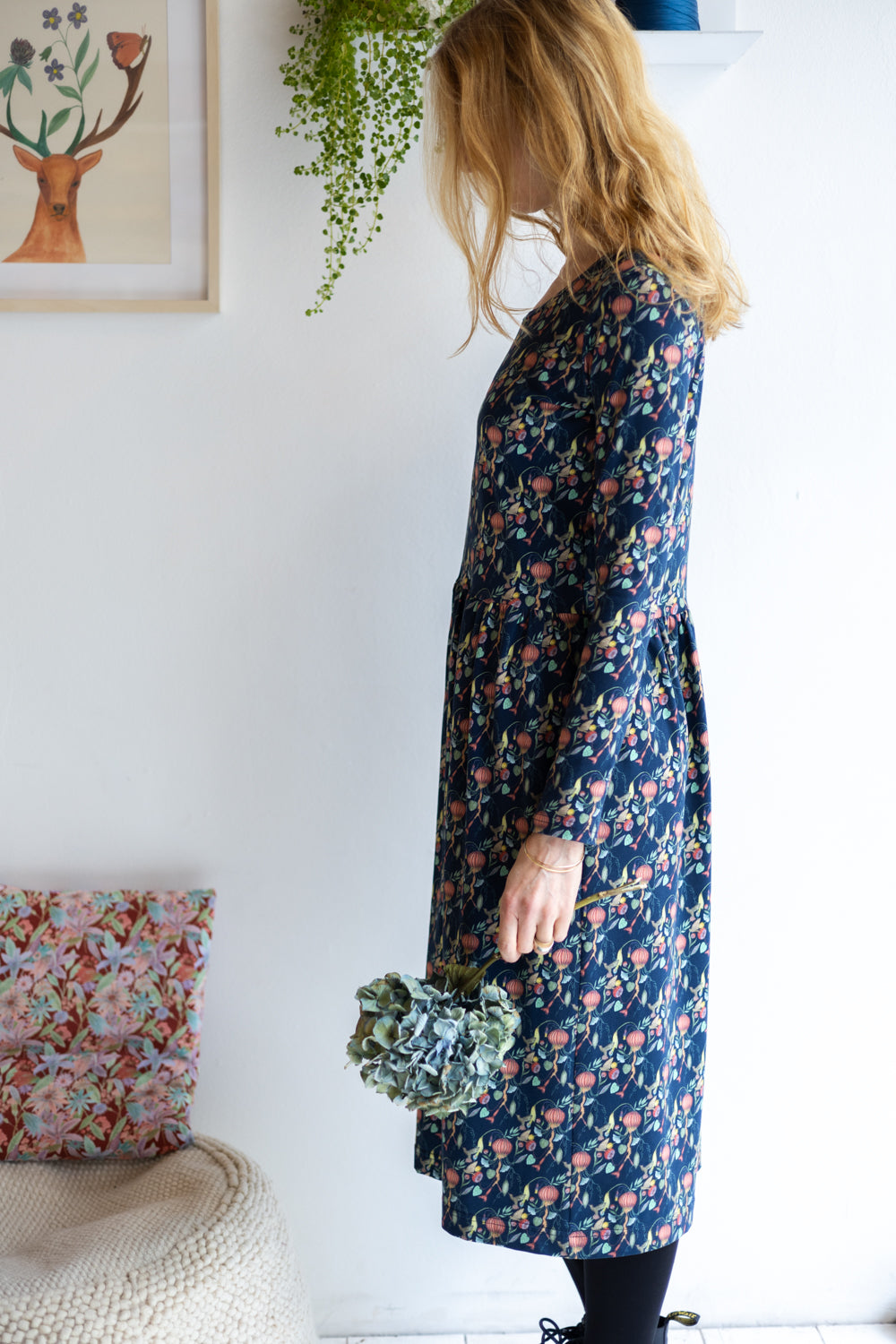 Women organic cotton stretch jersey long dress.