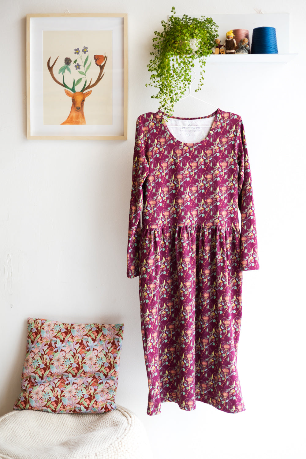 Women organic cotton stretch jersey long dress.