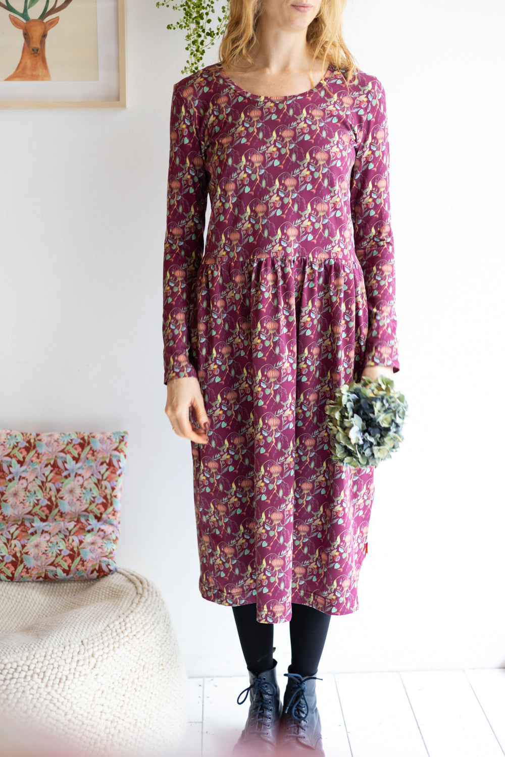 Women organic cotton stretch jersey long dress.