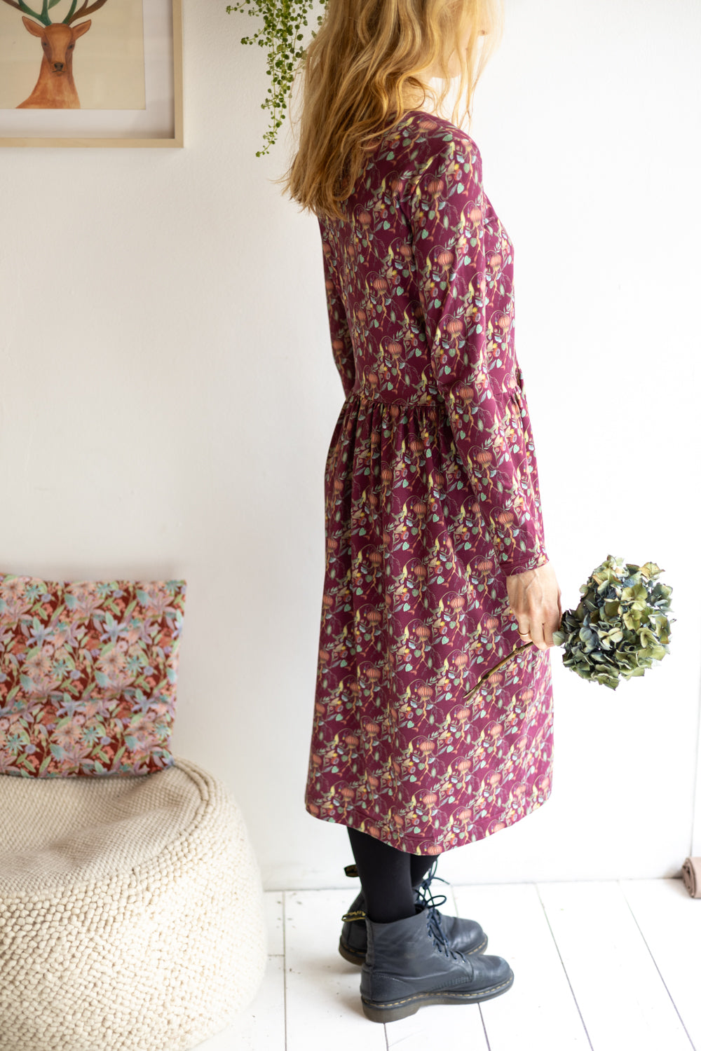 Women organic cotton stretch jersey long dress.