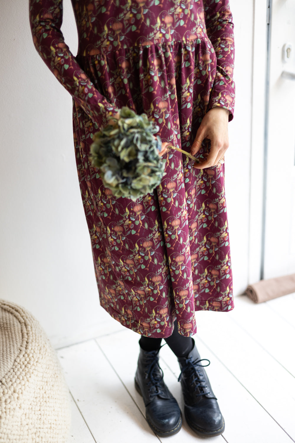 Women organic cotton stretch jersey long dress.