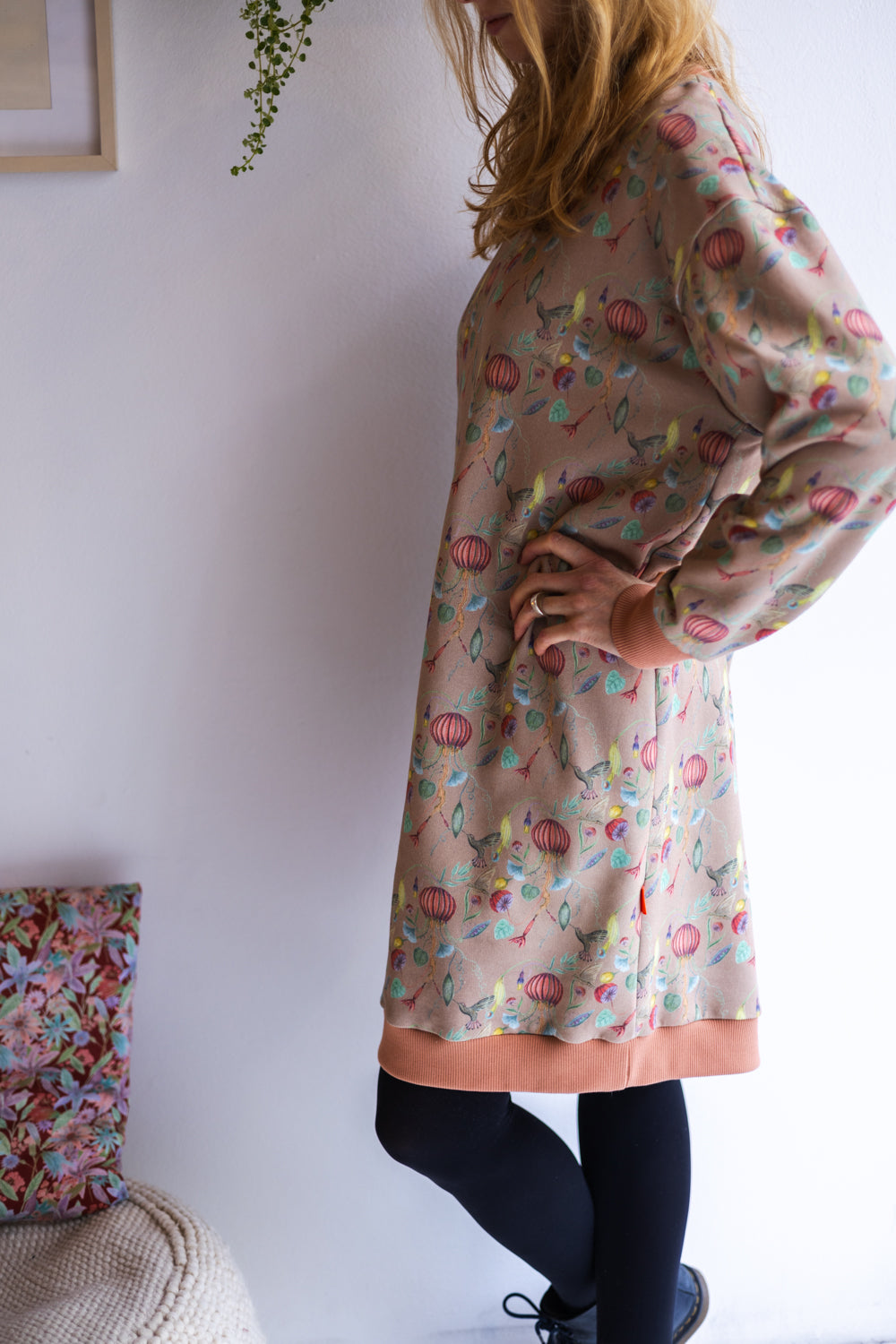 Women organic cotton sweat long dress.