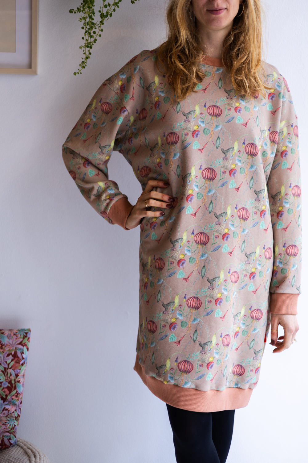 Women organic cotton sweat long dress.