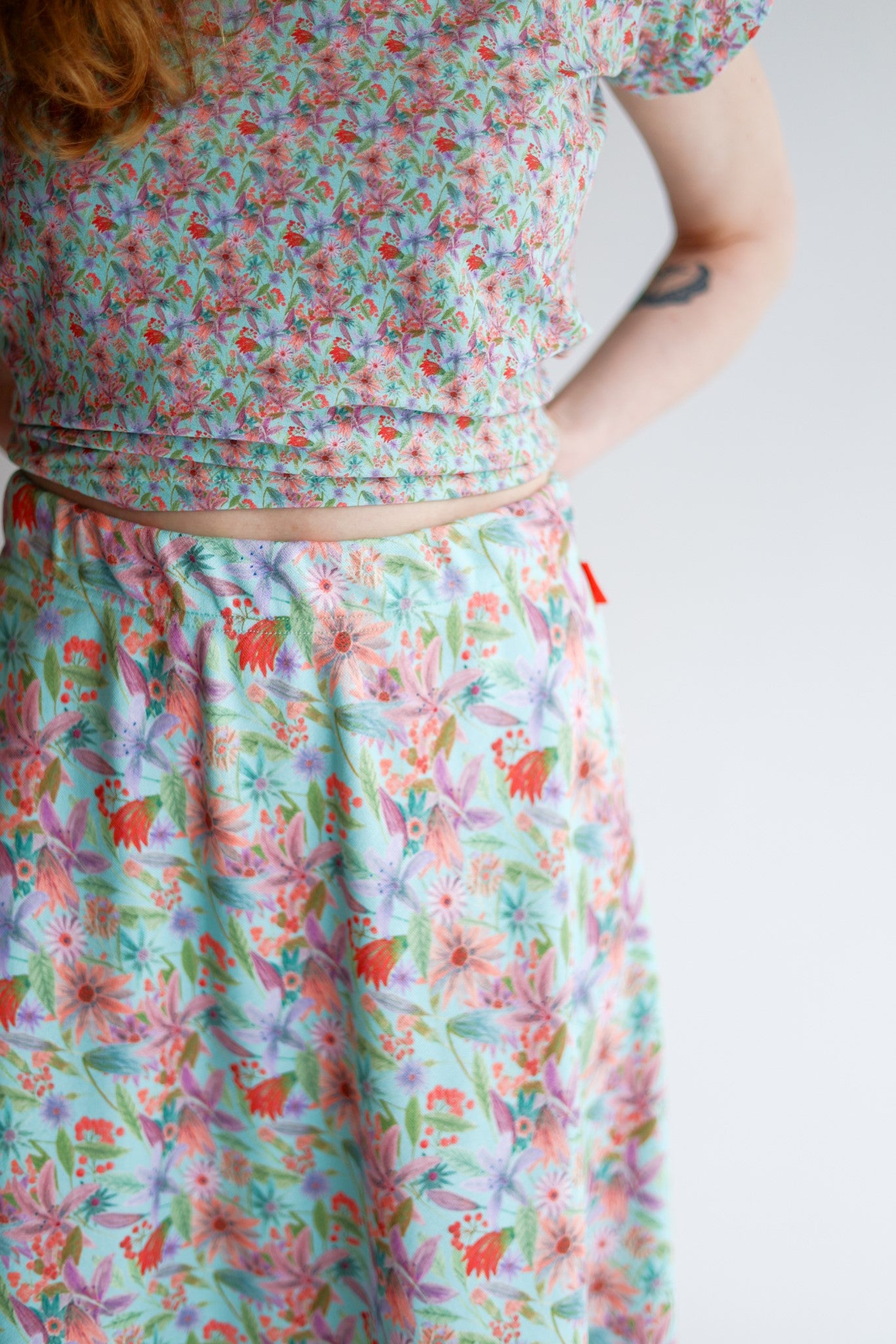 Women organic cotton sweat flared long skirt.