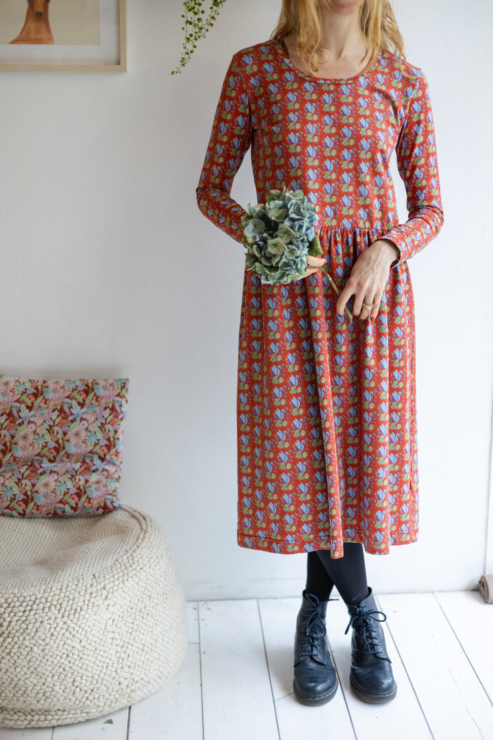 Women organic cotton stretch jersey long dress.