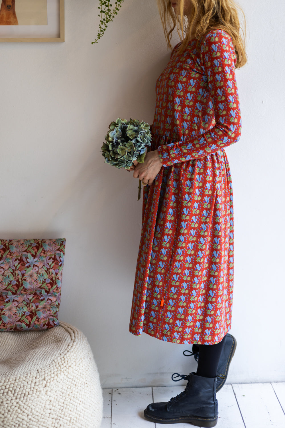 Women organic cotton stretch jersey long dress.