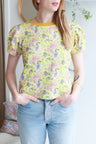 Organic cotton puffed sleeve women top.