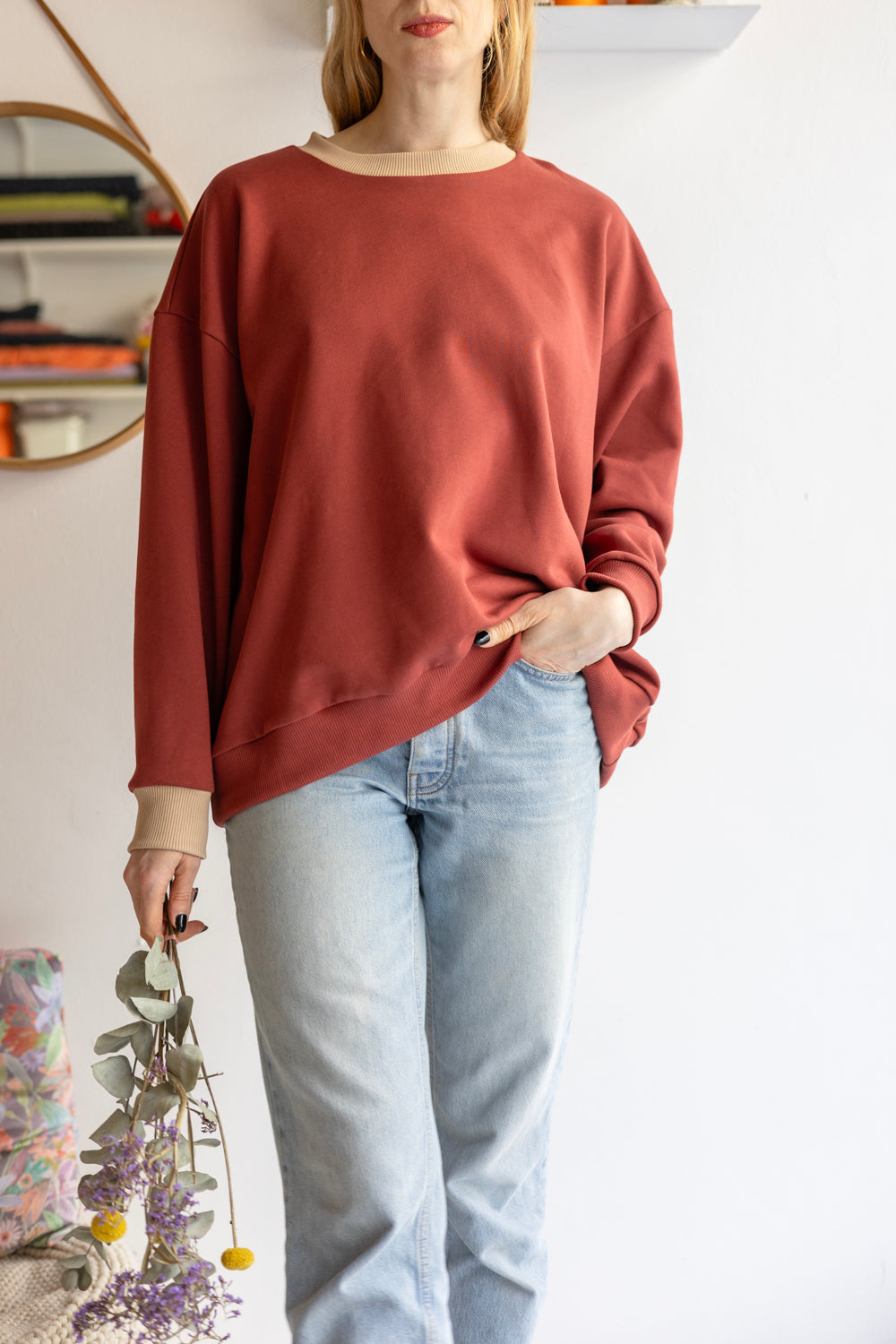 Oversized Sweatshirt Crew Neck Sweater Womens Homecoming' Round