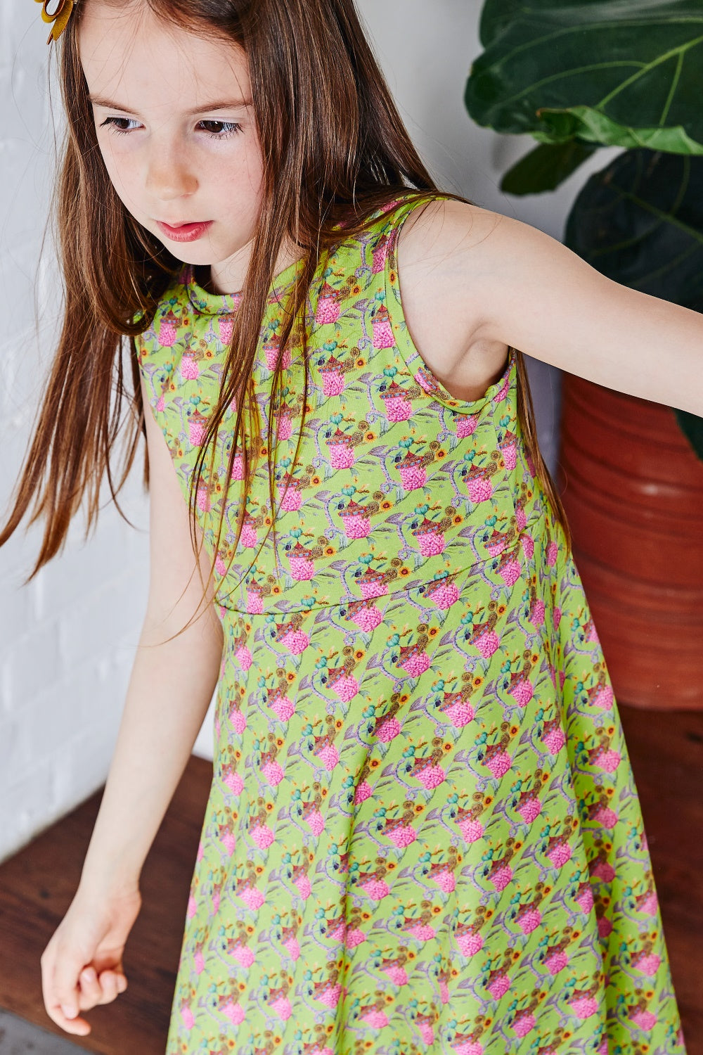 Jersey Slip Dress | crazy carousel | lime Jersey Slip Dress | crazy carousel | lime