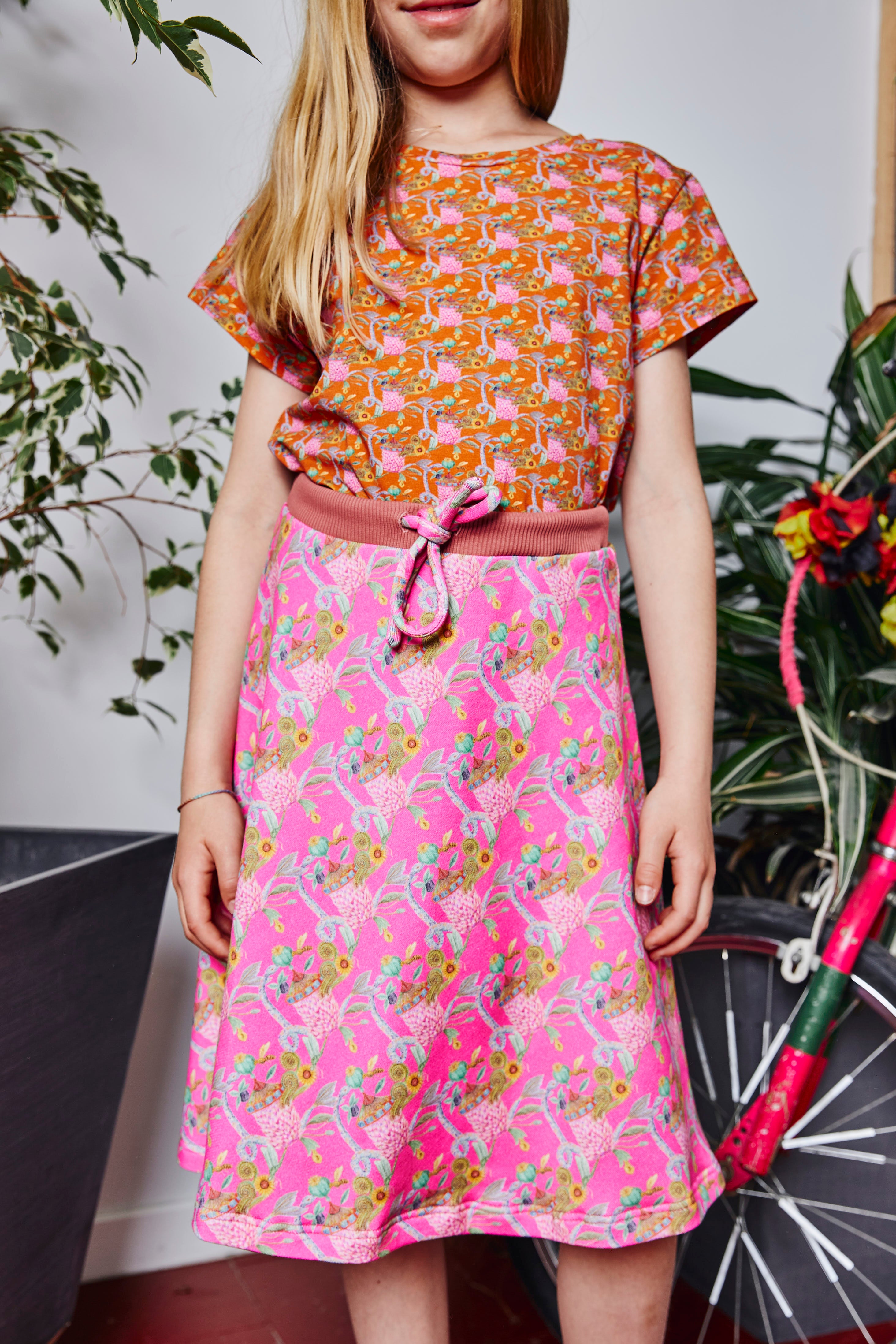 Kids organic cotton sweat flared skirt.