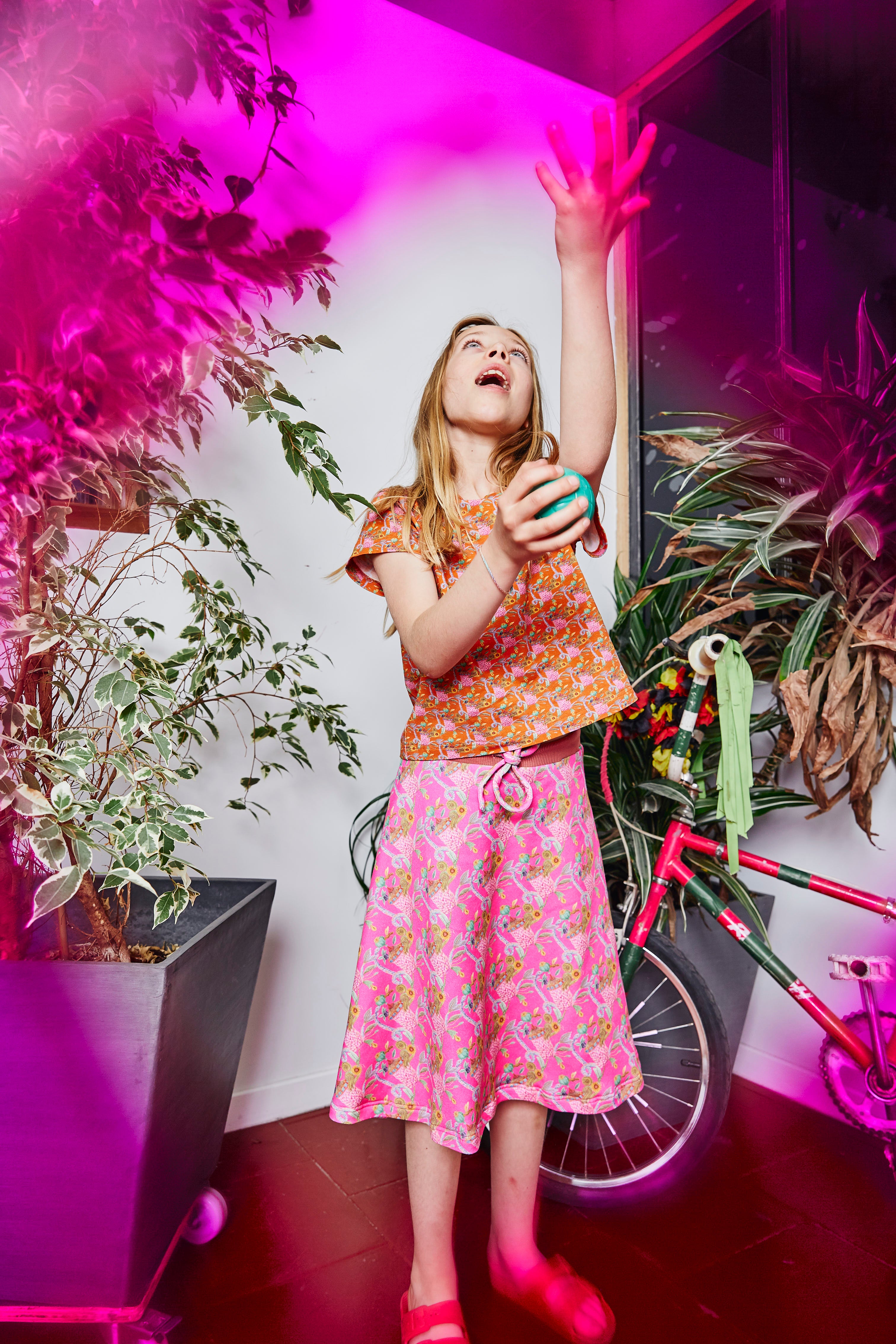 Kids organic cotton sweat flared skirt.