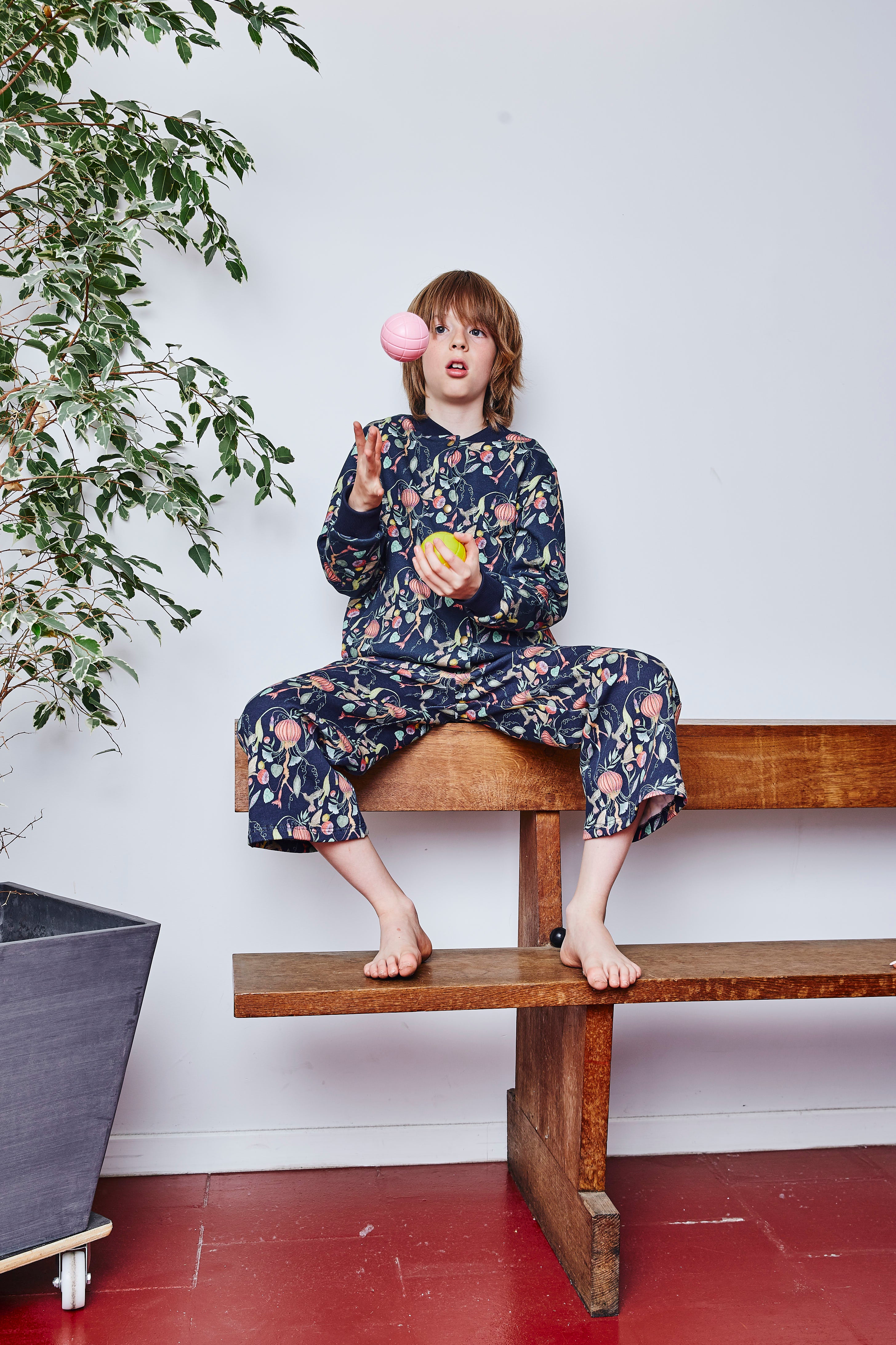 Kids organic cotton sweat bomber jacket.