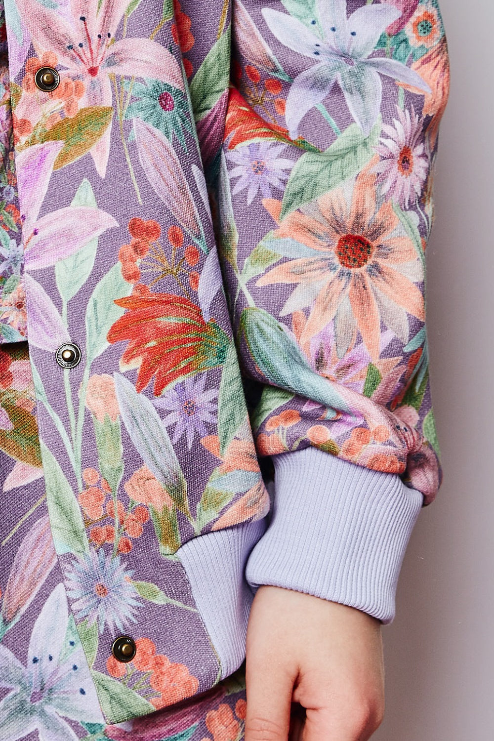 Kids organic cotton sweat bomber jacket.