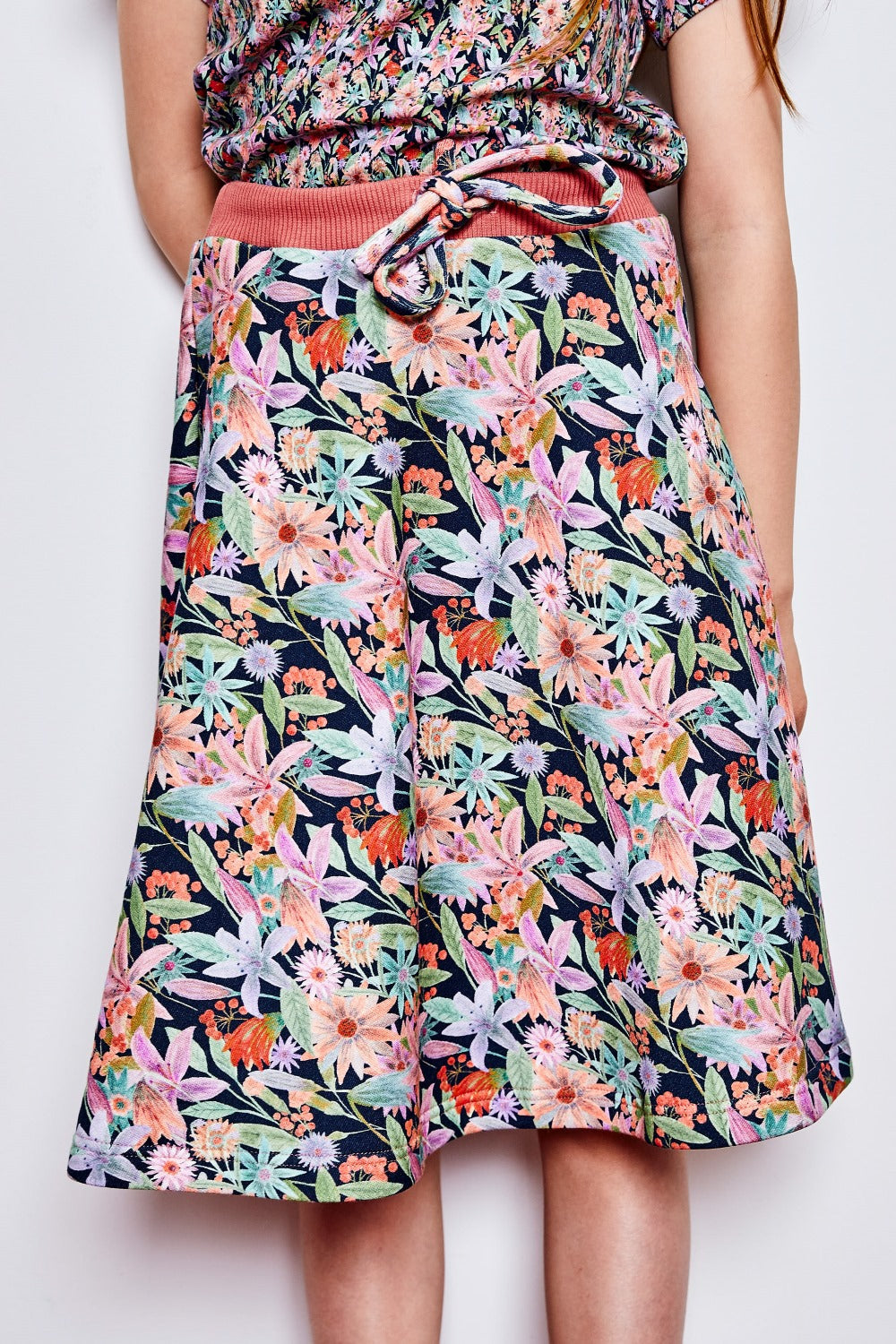 Kids organic cotton sweat flared skirt.