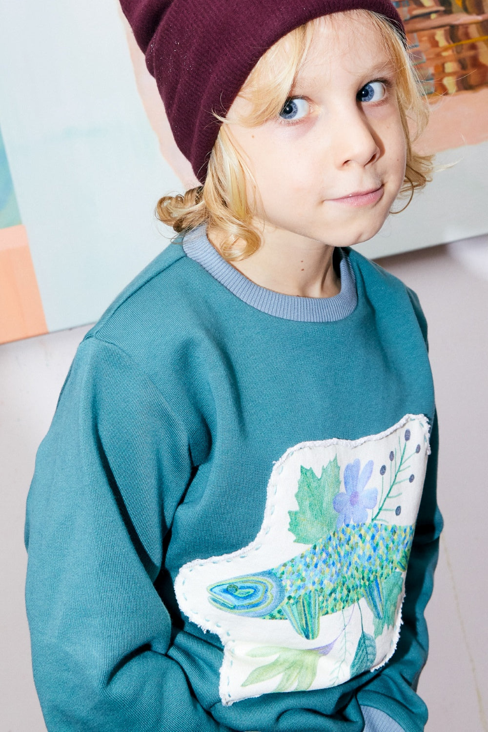 Kids unisex organic cotton sweatshirt.