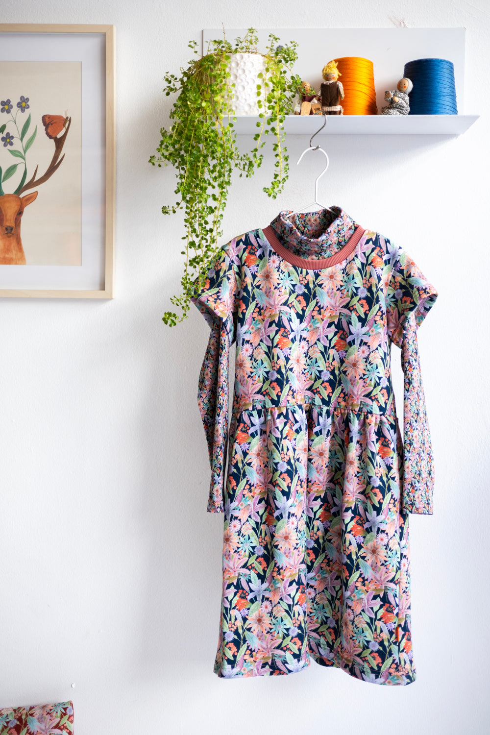 Kids organic cotton turtleneck t-shirt and dress.