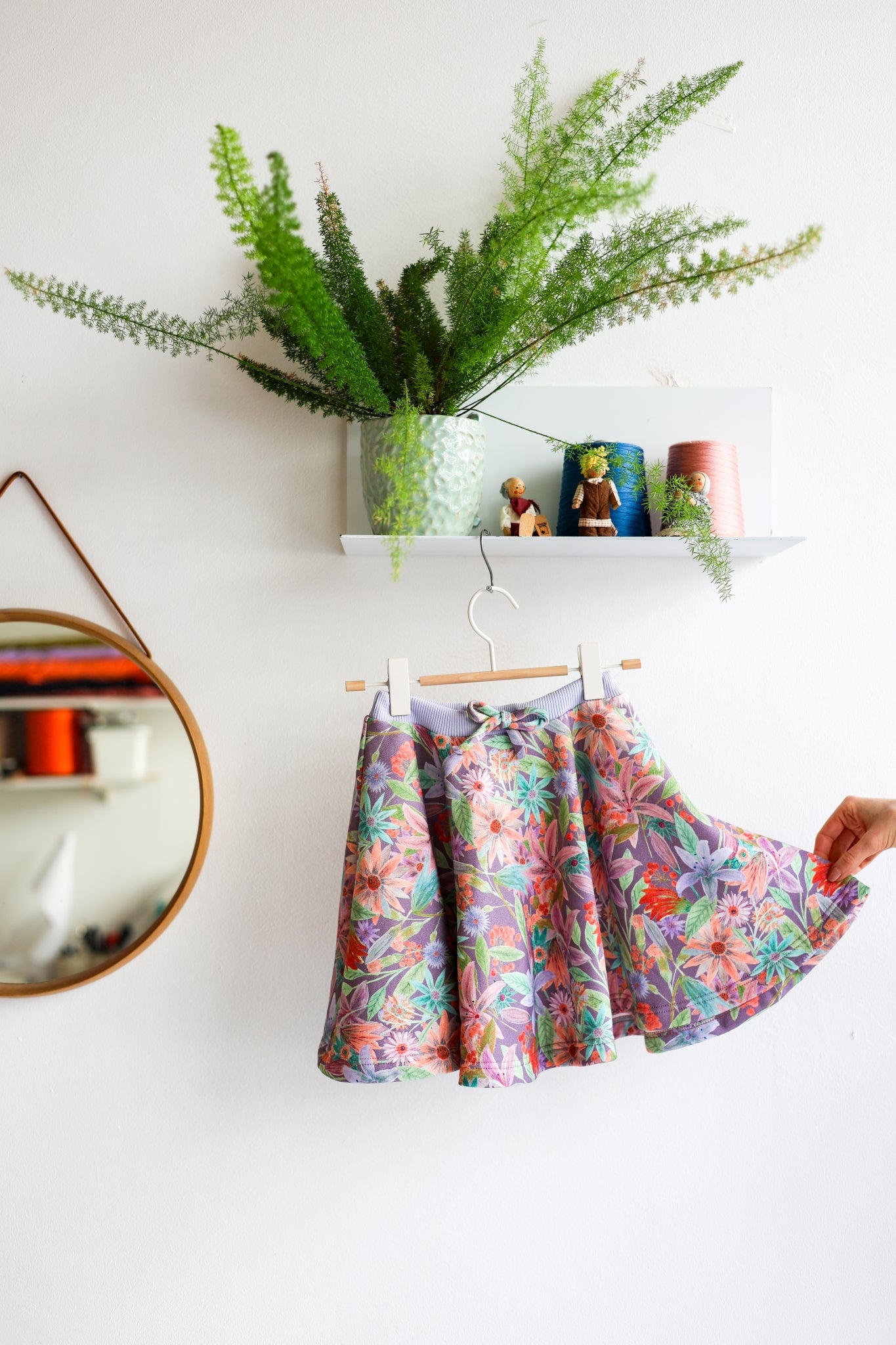 Kids organic cotton sweat flared skirt.