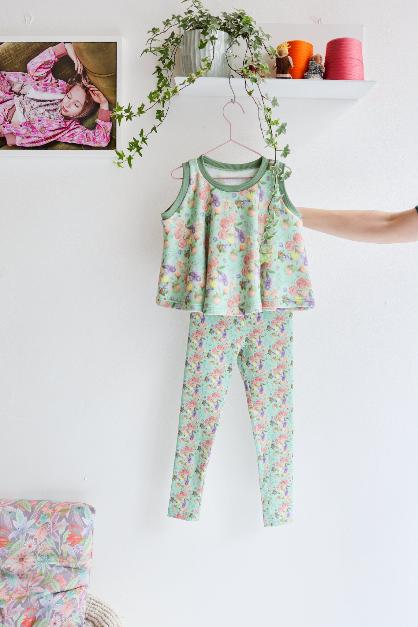 Kids organic cotton flared sweater vest.