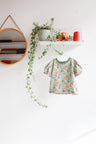 Organic cotton puffed sleeve kids top.