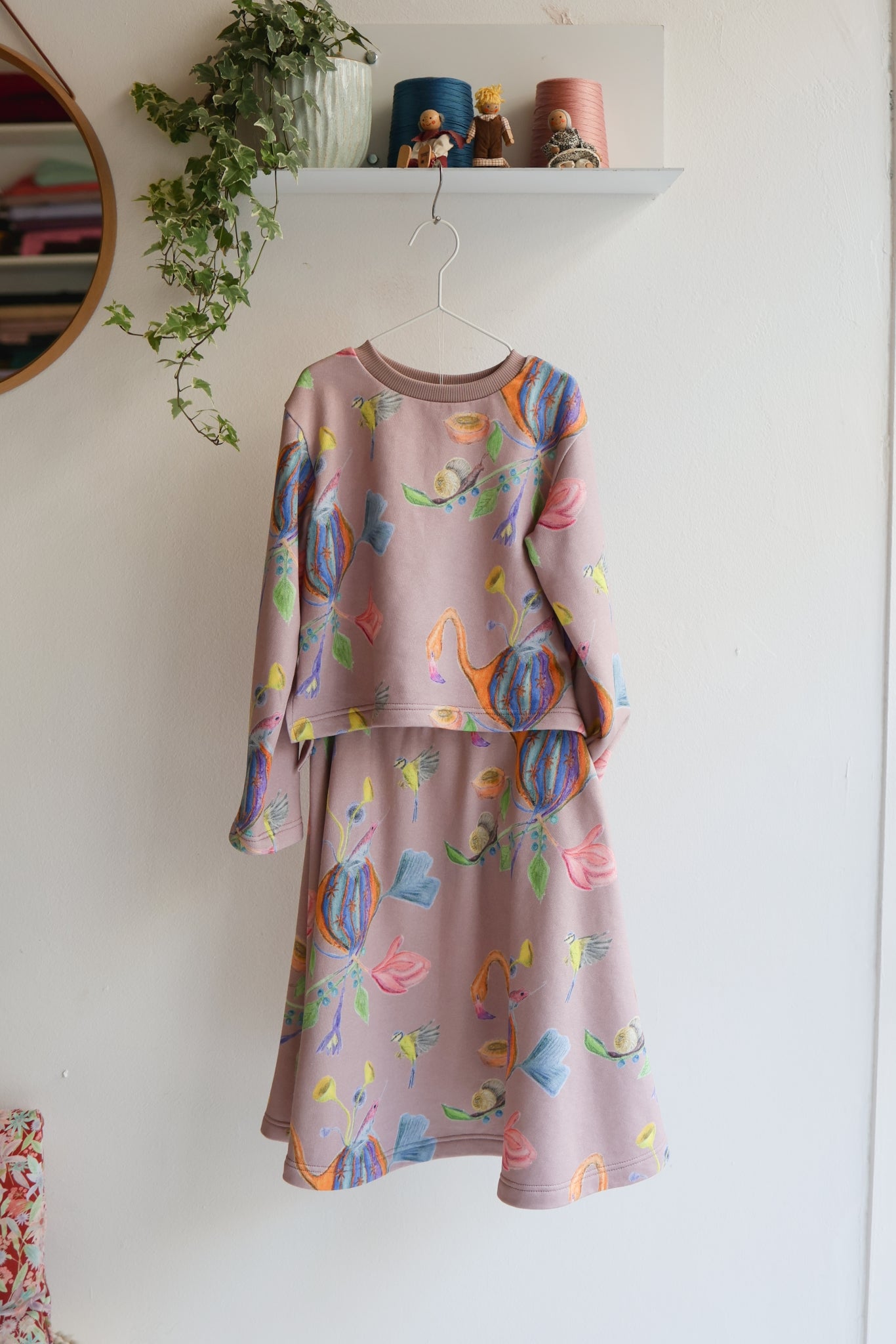 Kids organic cotton sweat flared skirt.