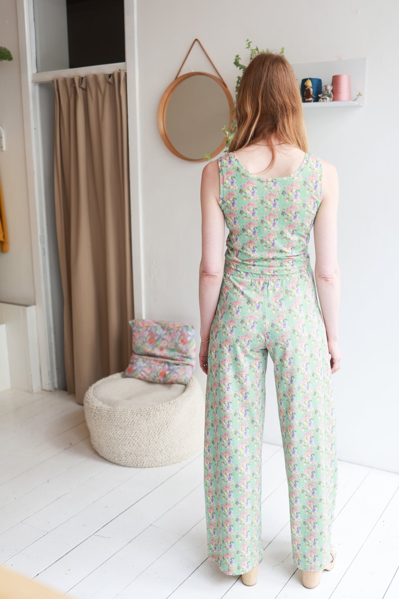 Women organic cotton stretch jersey high waisted comfy pants.