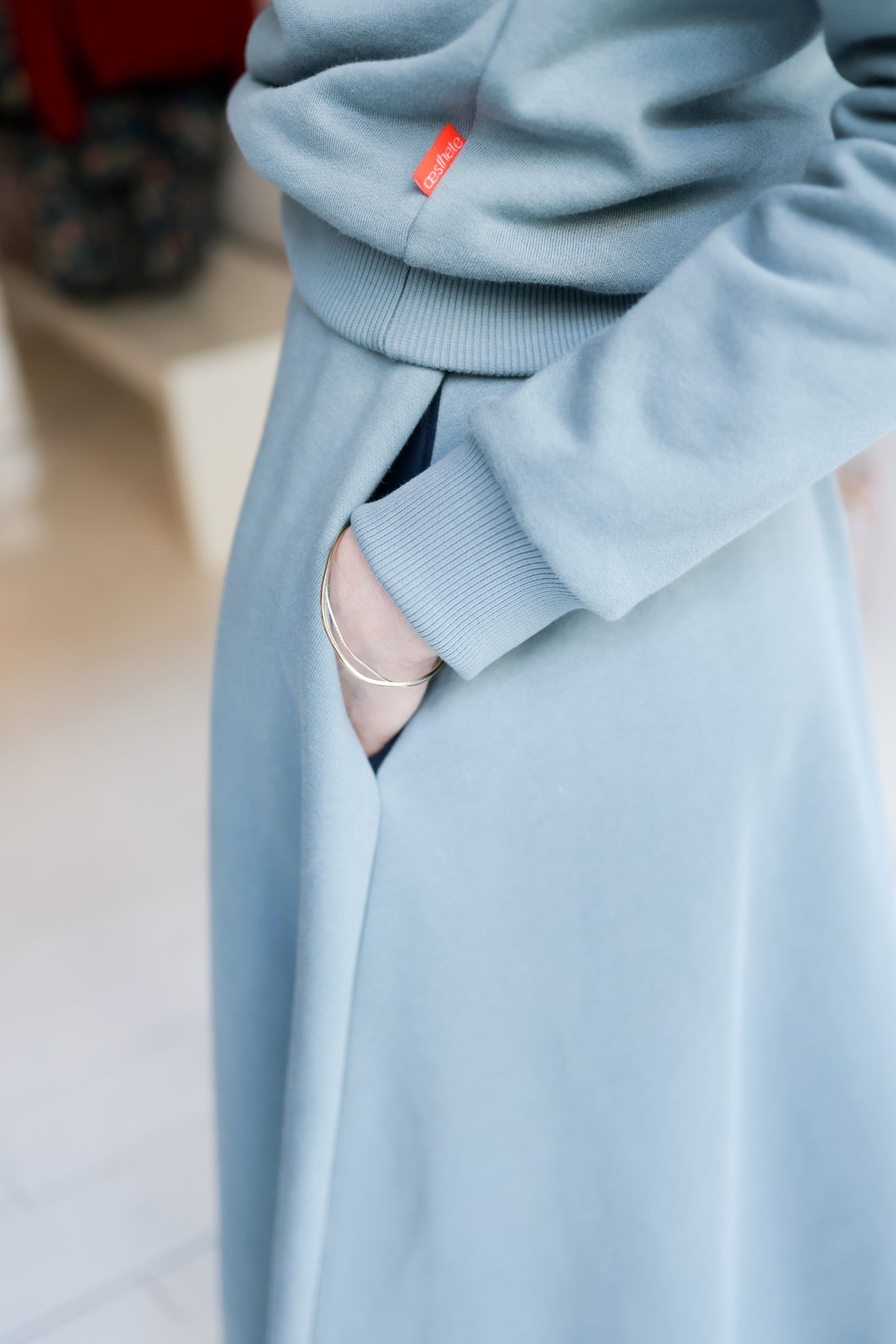 Women organic cotton sweat flared long skirt.