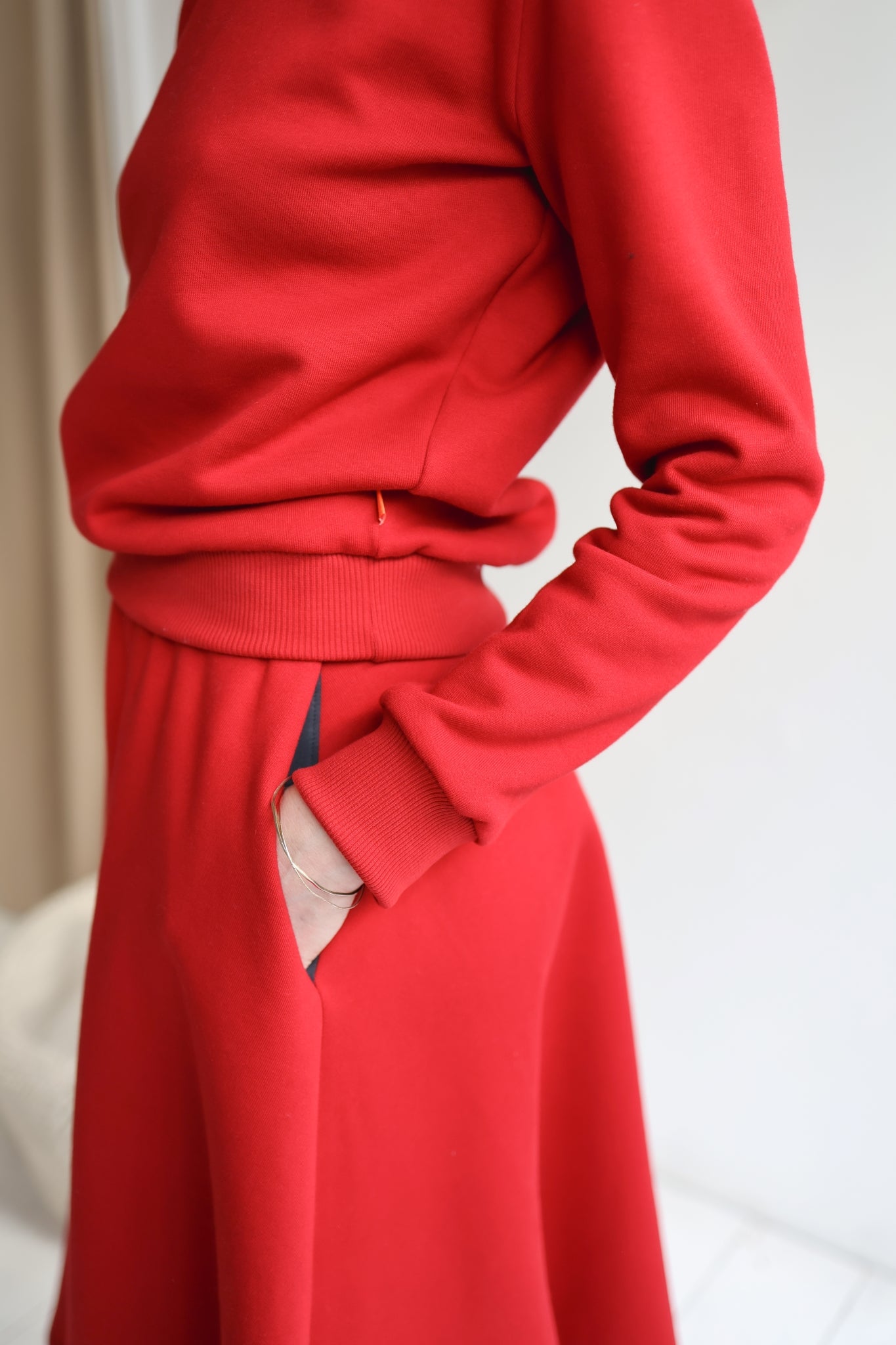 Women organic cotton sweat flared long skirt.