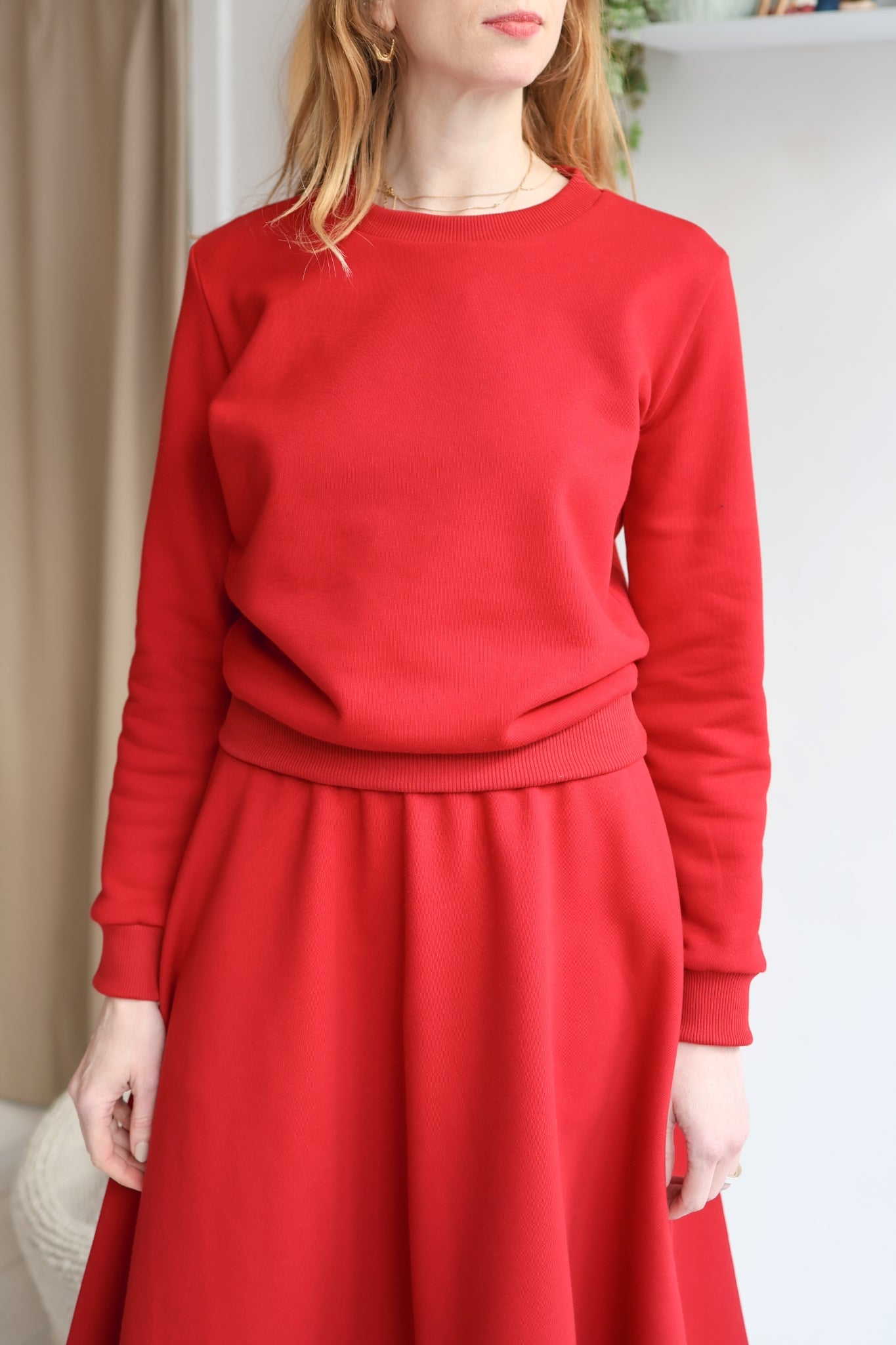 Women organic cotton sweat flared long skirt.