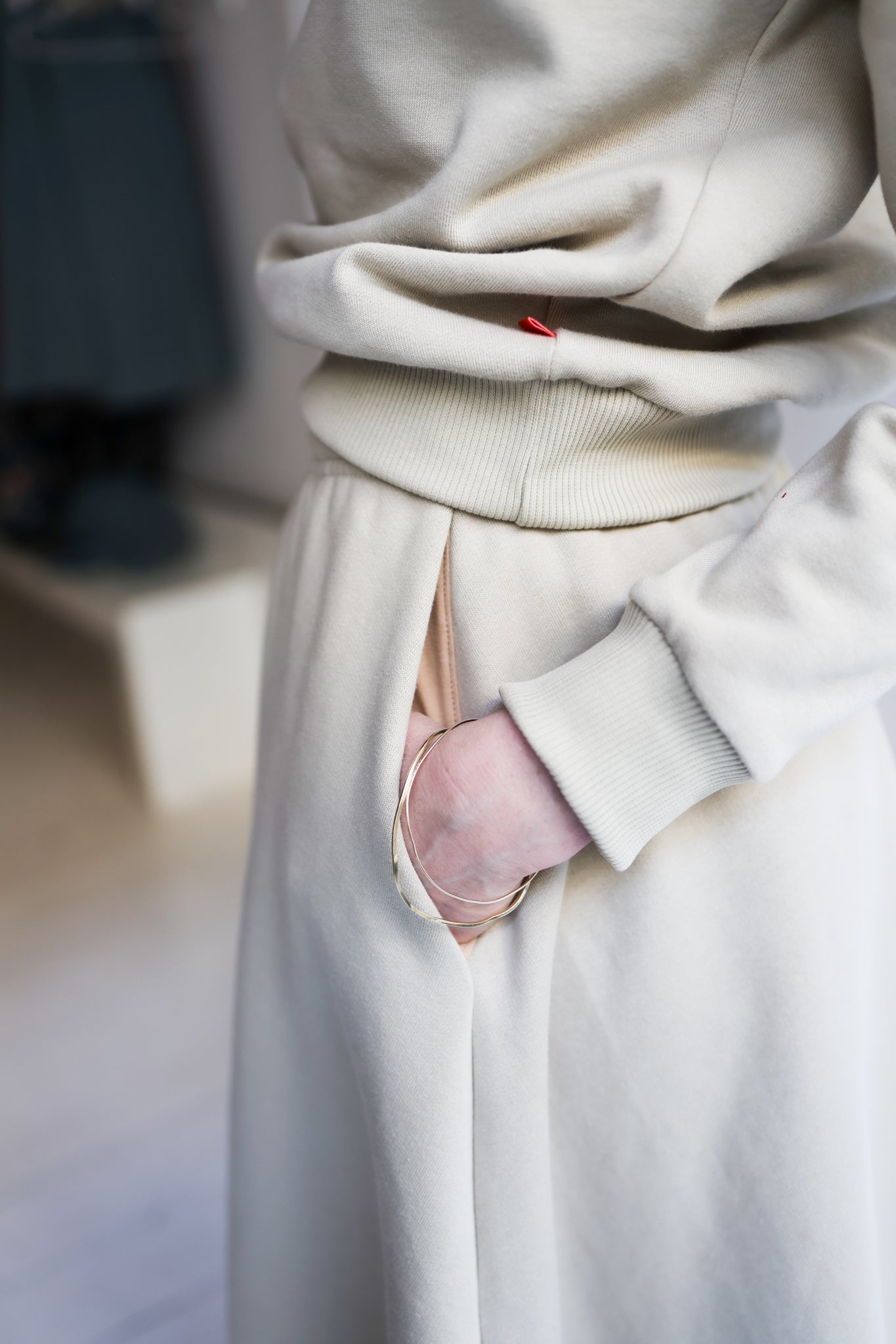 Women organic cotton sweat flared long skirt.