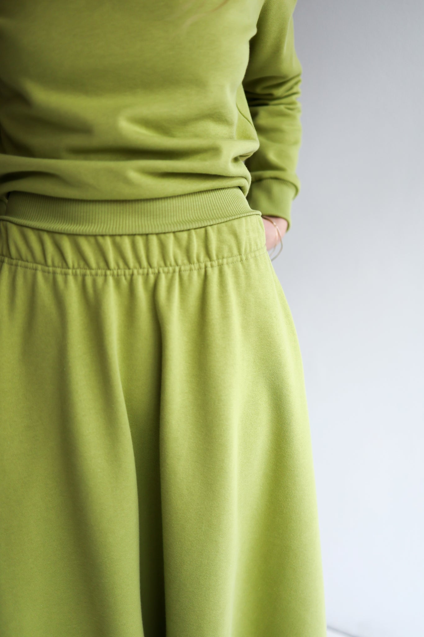 Women organic cotton sweat flared long skirt.