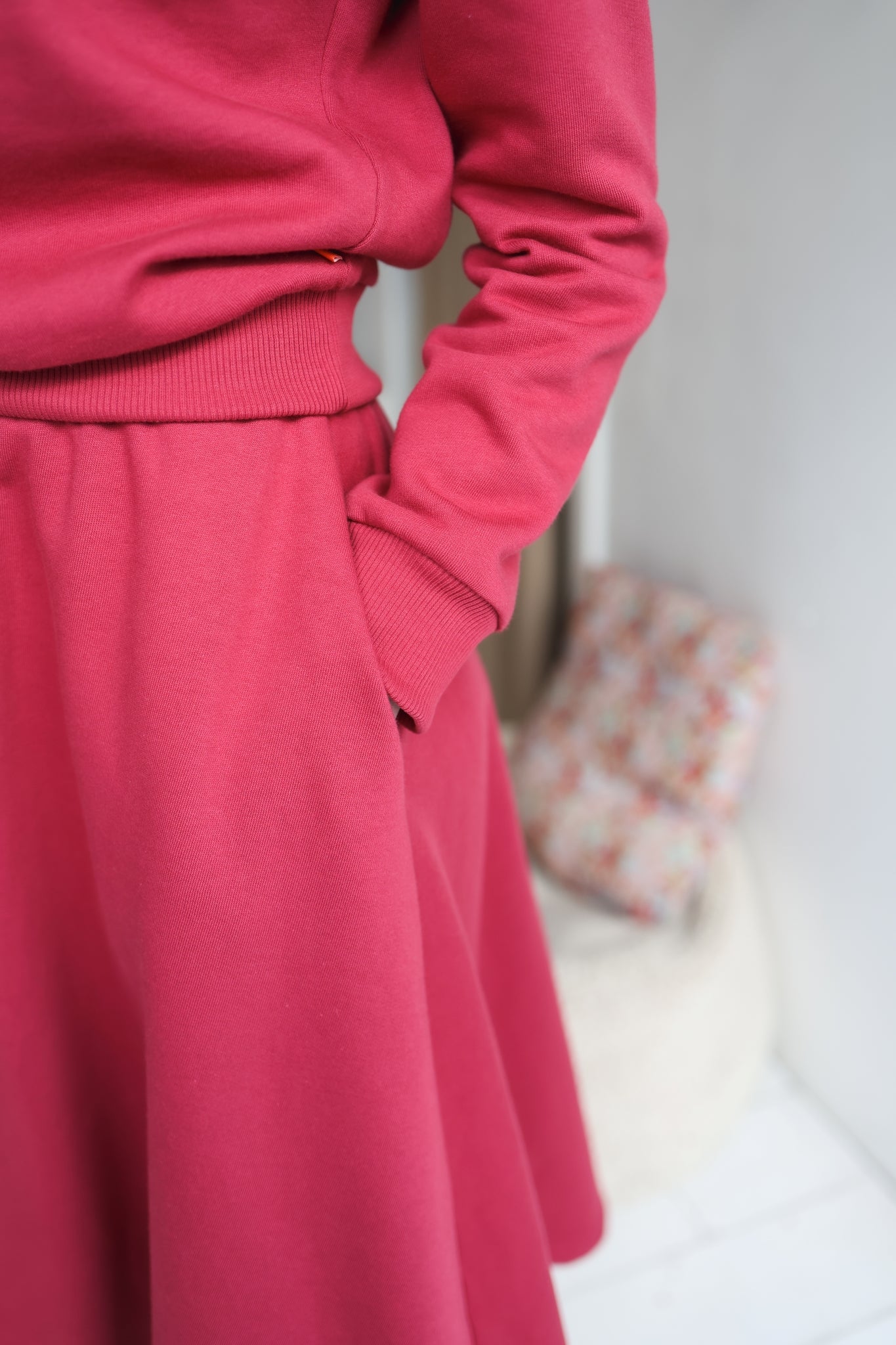 Women organic cotton sweat flared long skirt.