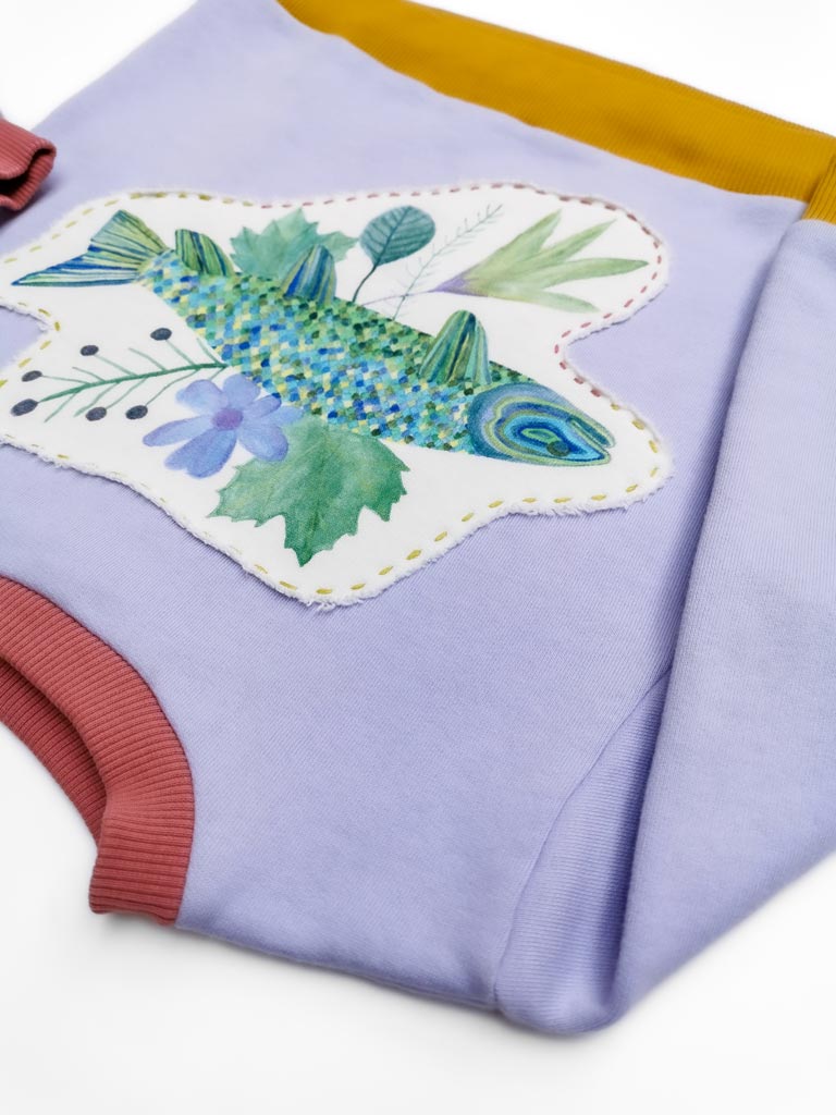 Vintage Girlish "Dreaming Trout" Sweatshirt | lila | 4-6y